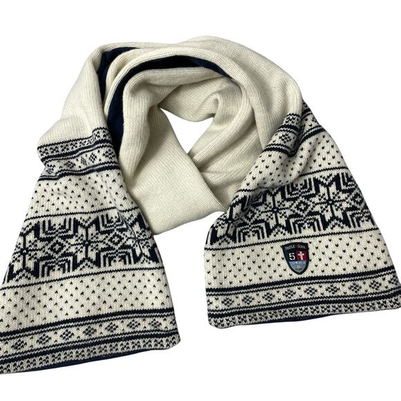 Triple 5 Soul Fairisle Wool Scarf Cream Snowflake Knit Outdoors Fleece * - Picture 1 of 10